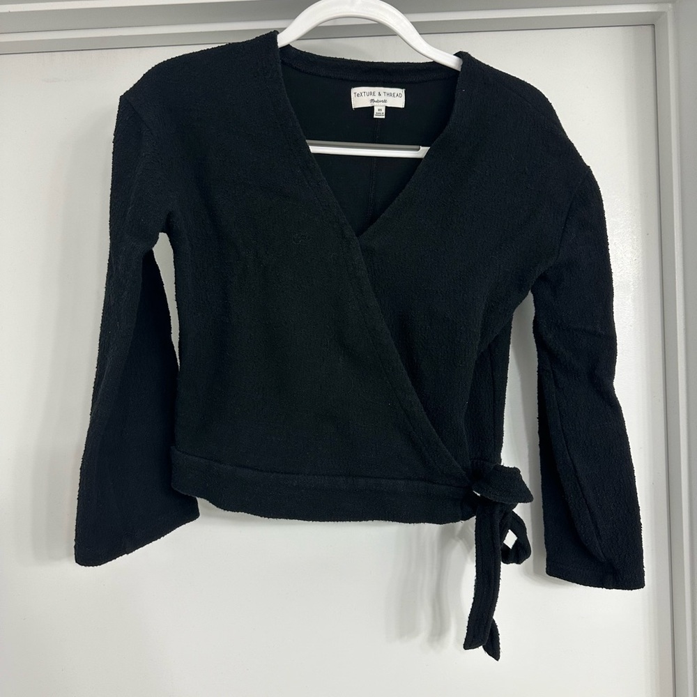 Black Madewell faux-wrap long sleeve top